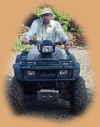 Me getting used to the quad-bike. It isn't as easy as motorbike as you can't lean into the corners!